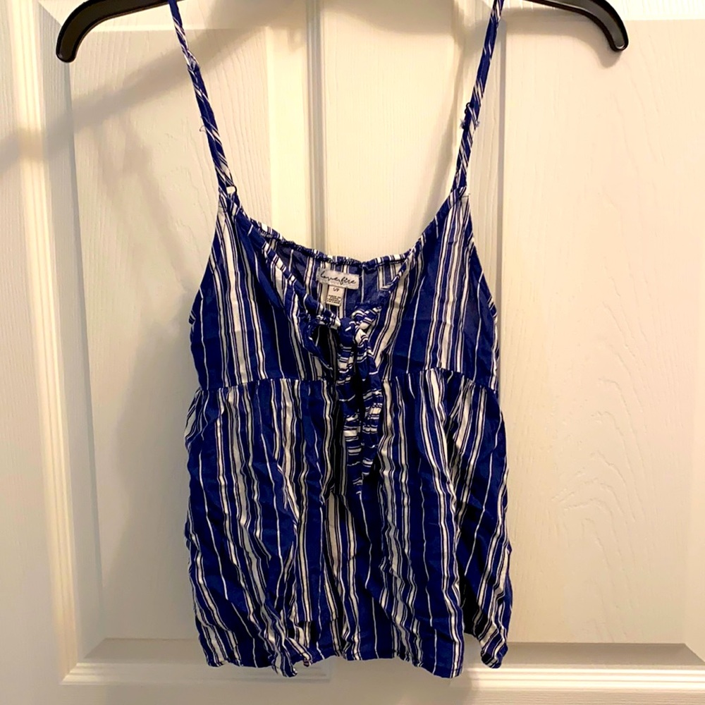 Blue and white tank